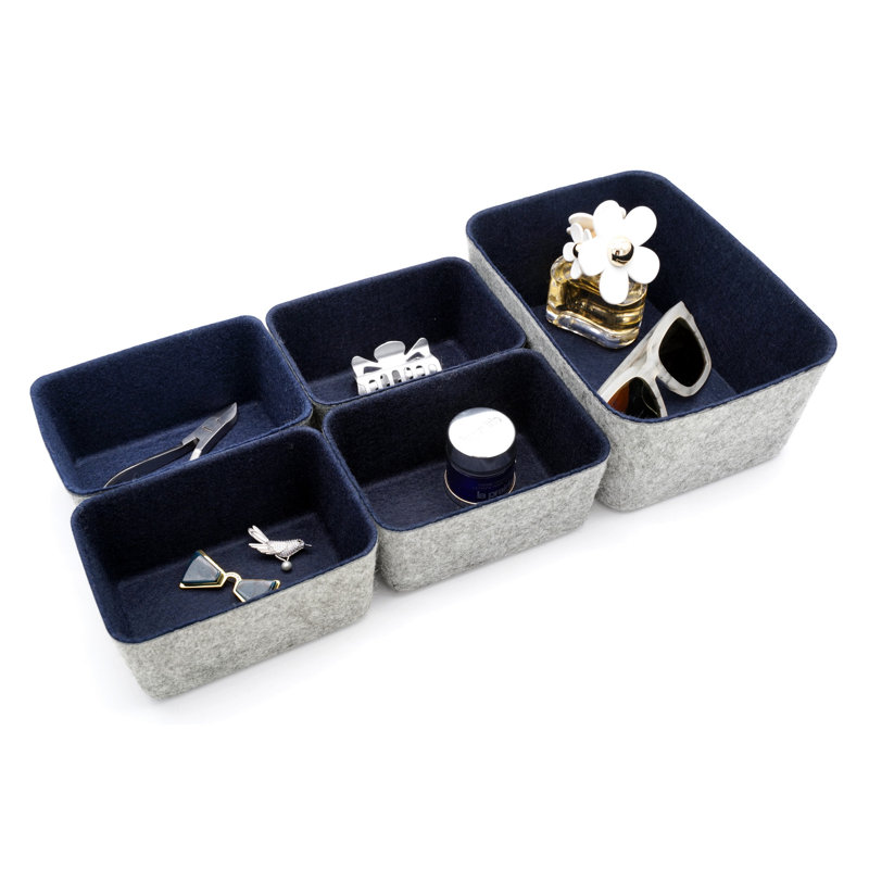 Ensemble de rangement de bureau en feutre, Bleu marine