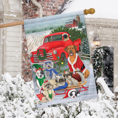 Drapeau maison de Noël Holiday Dogs 28 x 40