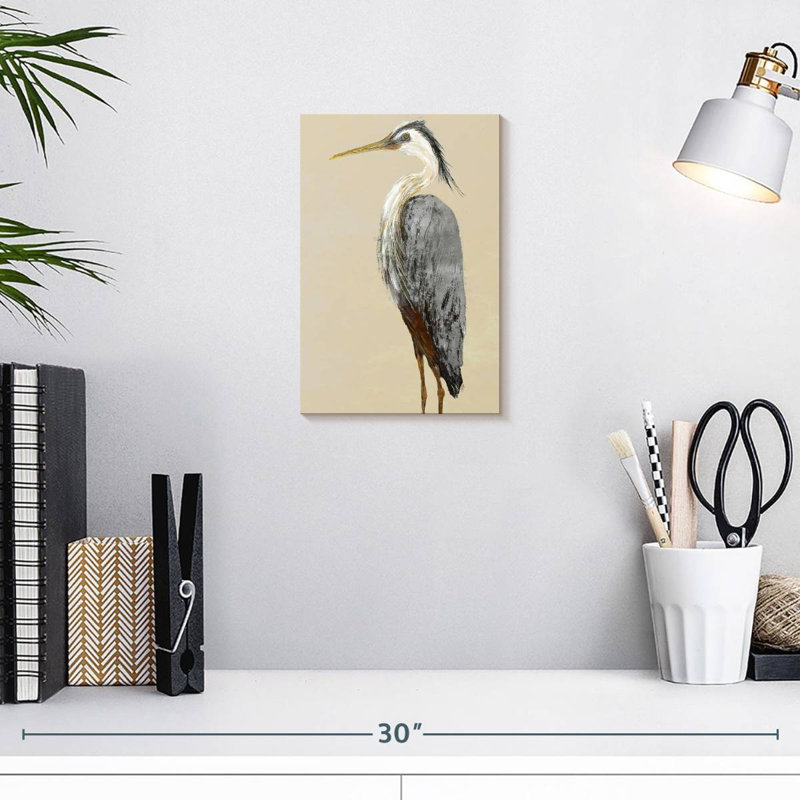 Brampt Heron On Tan II, 12" H x 8" W