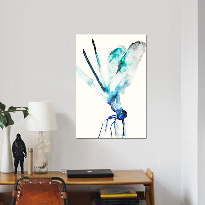 «Blue and Green Dragonfly», reproduction sur toile, H 18 po x l 12 po x P 1,5 po, Toile tendue, Pas de tapis