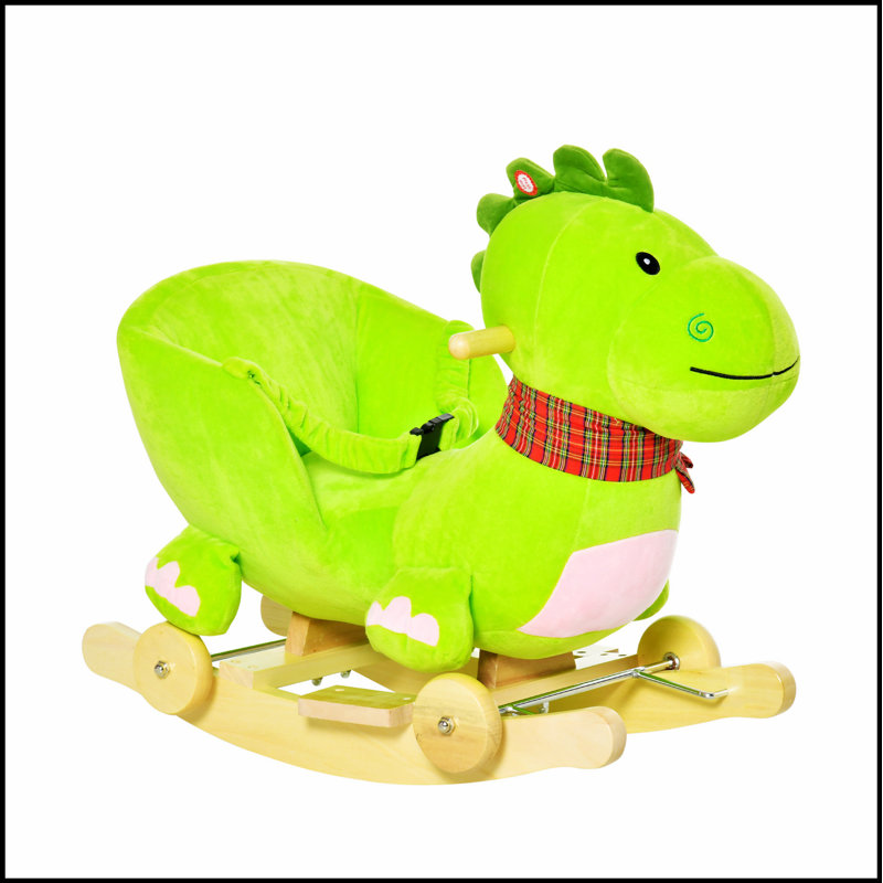 Cheval à bascule et poussette interactif 2-en-1 en peluche avec roues et chansons pour enfants