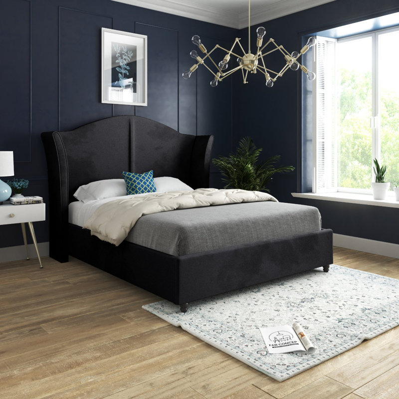 Anastasha Upholstered Bed, Black, Small Double (4')