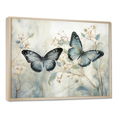 «Blue Beige Butterfly Wings Of Serenity», art sur toile papillon