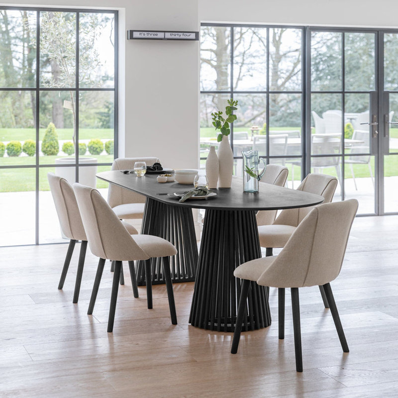 Hopley 6 - Person Dining Set, Black/Black/Sand