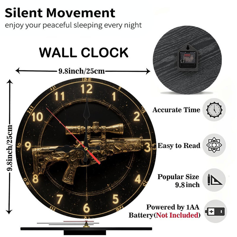 Horloge avec fusil doré