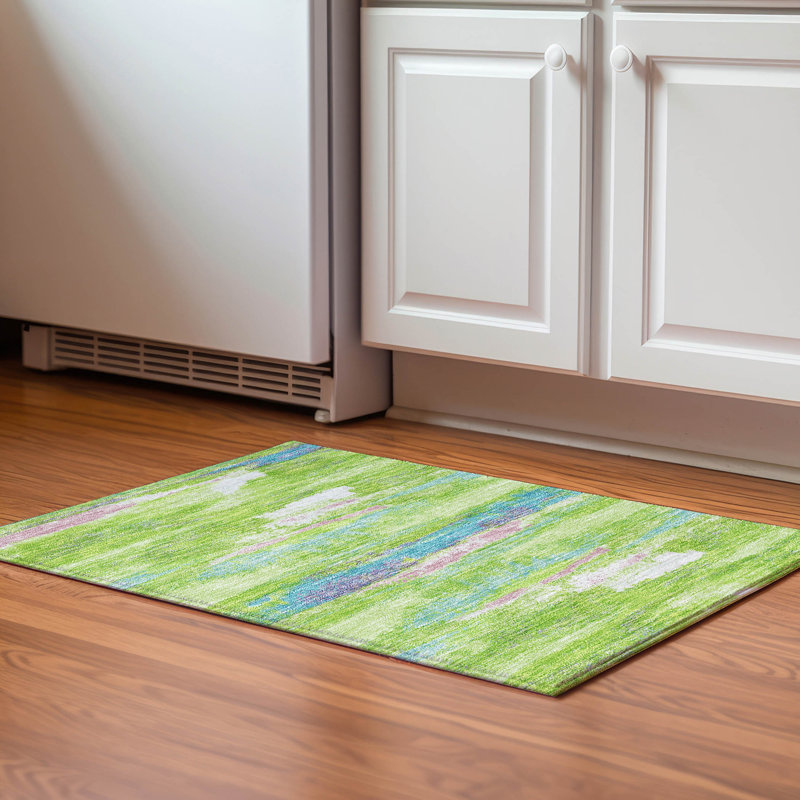 Tapis lime Prisco lavable à la machine de qualité supérieure, Rectangle 1 pi 8 po x 2 pi 6 po
