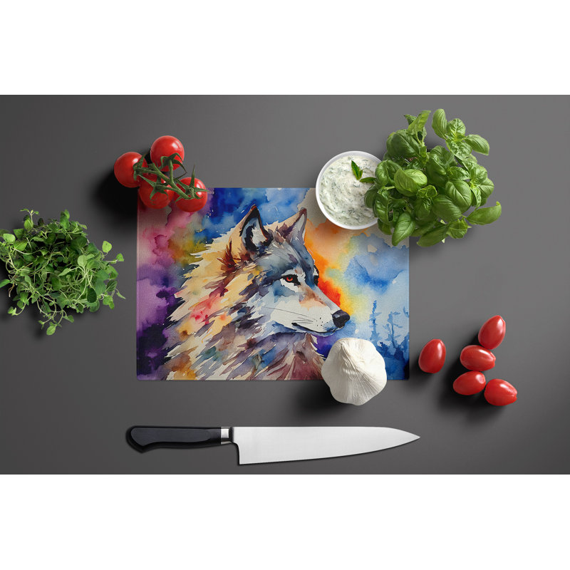 Wolves Wolf  Glass Cutting Board Large