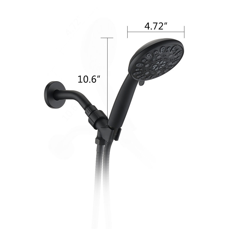 Robinet de douche multifonction noir mat à haute pression avec robinet à main, Matte Black