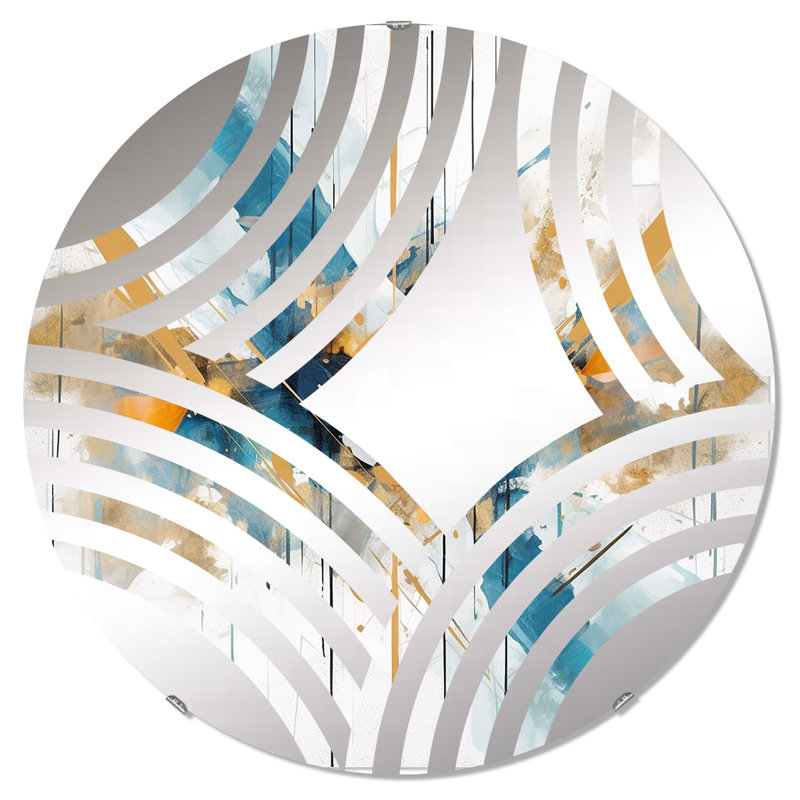 Miroir décoratif bleu sarcelle et or Elegance - Baptist Fan MIR102775 C, 23,6 po x 23,6 po