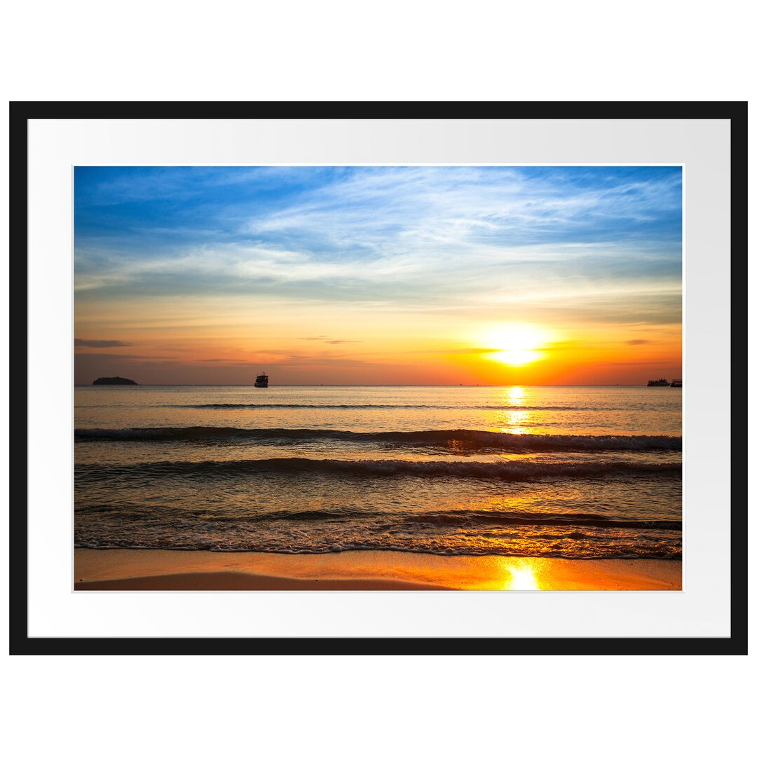 Gerahmtes Poster Strand Sonnenuntergang wunderschön