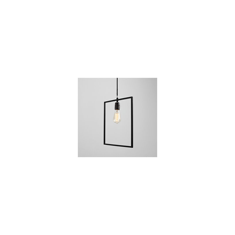 1 - Light White Square/Rectangle Pendant, Black, 185cm H x 35cm W x 5cm D