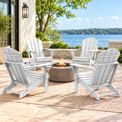 Ensemble de chaises pliantes HDPE Adirondack d'extérieur résistantes aux intempéries avec porte-gobelet 4 pièces