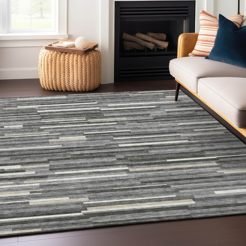 Malek Indoor/Outdoor Area Rug with Non-Slip Backing, Rectangle 5' x 7'6"