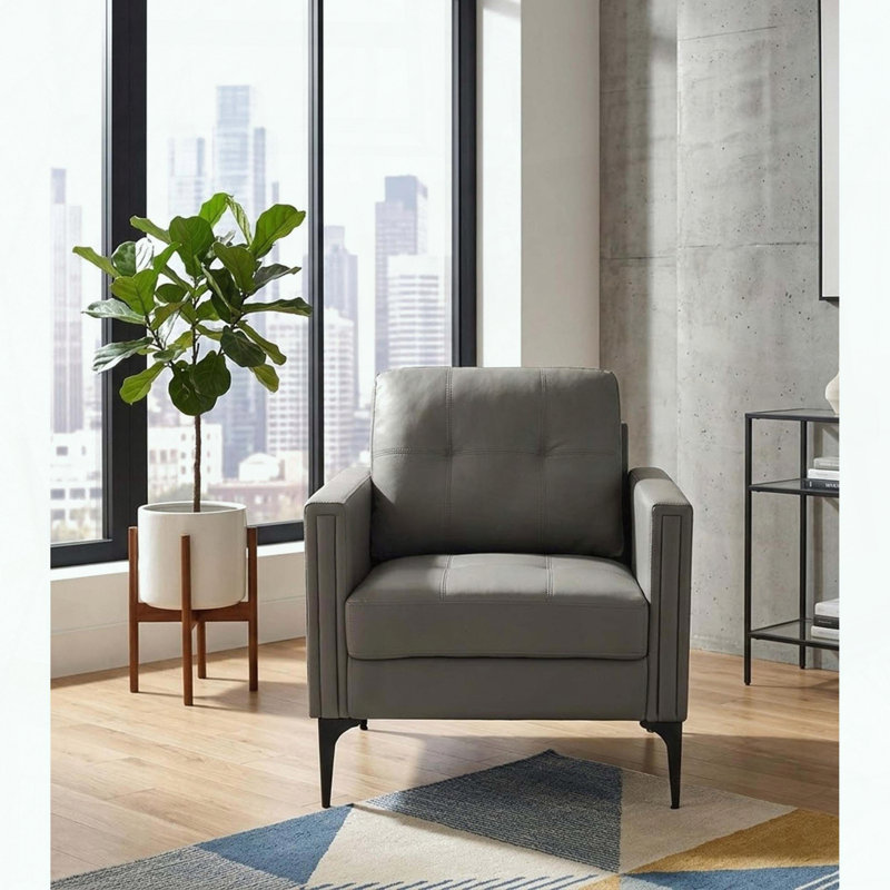 Chaise d'appoint moderne - Similicuir - Gris, Gris