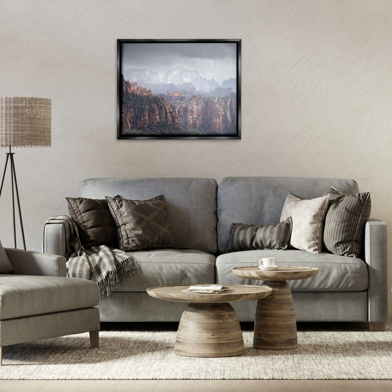 "Zion National Park", art mural encadré par Hunter, Cadre flottant noir de jais, H 25 po x l 31 po