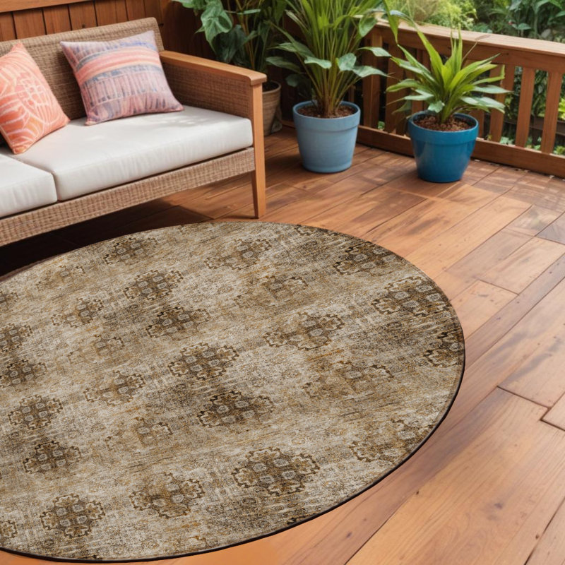 Tapis intérieur lavable antidérapant rond 8 'Taupe