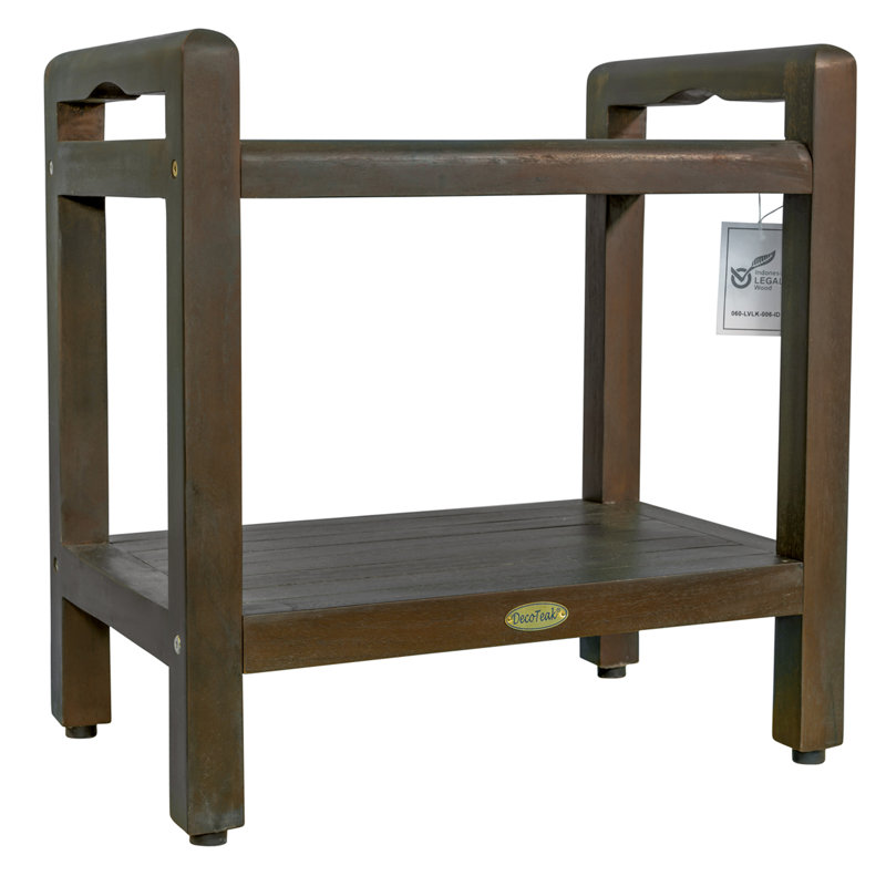 DecoTeak LiftAide Teak Shower Bench, 21" H x 20" W x 13" D