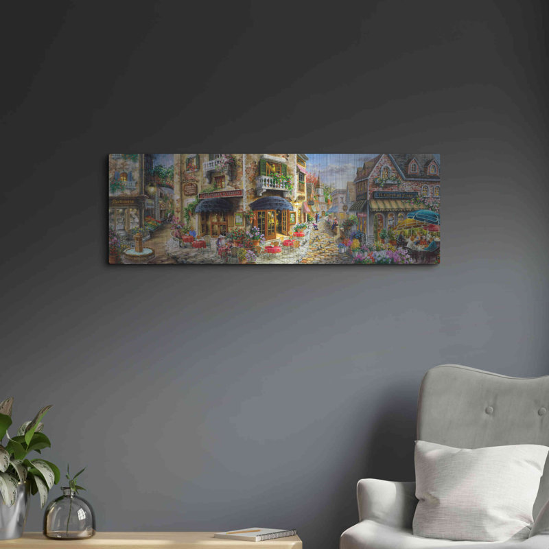 Fin de l'après-midi en Italie par Nicky Boehme - peinture sur métal sans cadre, H 12 po x l 36 po x P 0,2 po