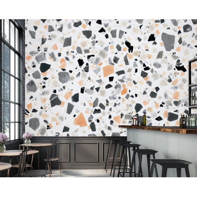 Papier peint auto-adhésif Terrazzo Old Abstract H 69 po x l 96 po mural amovible en PVC auto-adhésif pour chambre à coucher, bureau à domicile