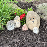 Stone Age Creations Family of Boulder Standing Hedgehogs 5 Pcs 4"x2 6" 8" 12"