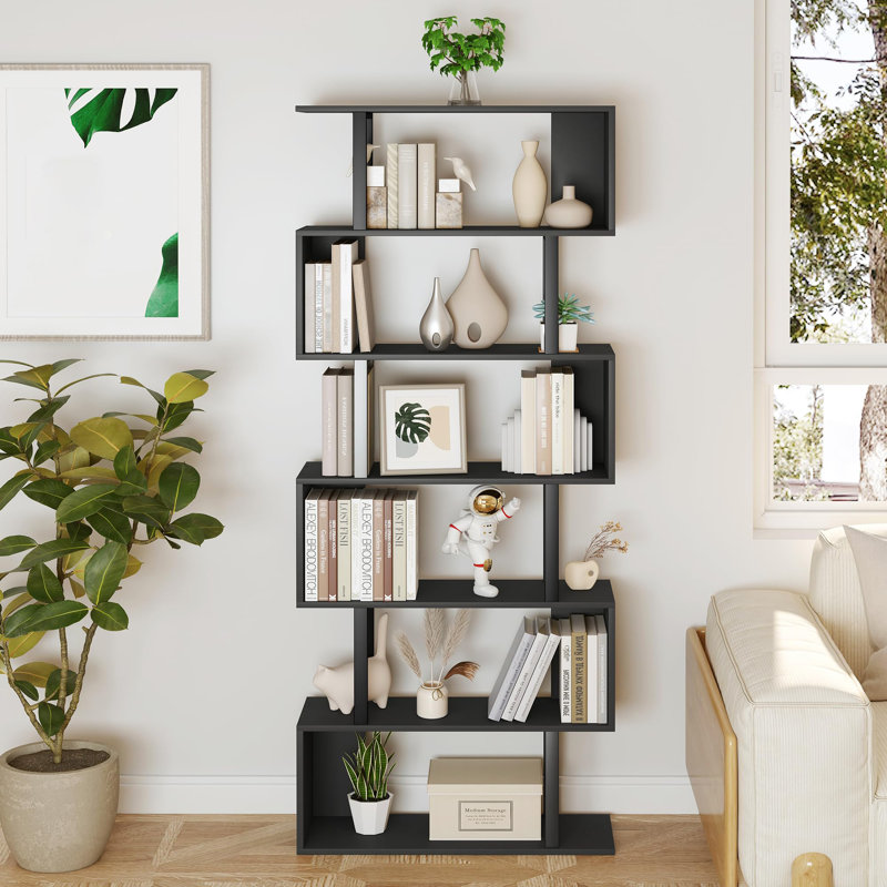 188cm H x 70cm W Geometric Bookcase, Black