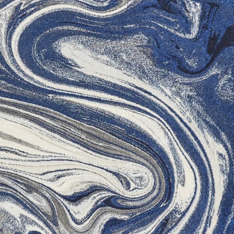 Tapis abstrait bleu / blanc touffeté