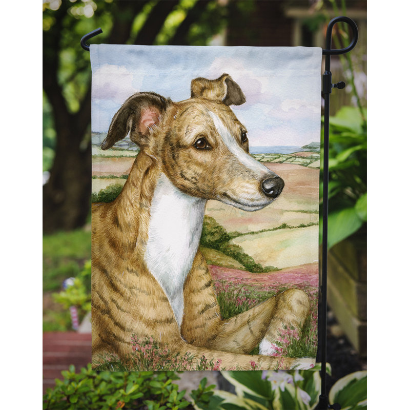 Drapeau de jardin à 2 côtés lurcher par debbie cook, H 15 po x l 11 po