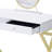 Rectangular White & Gold Finish Vanity Desk With Crystal Handle, Metal Frame, Mirror Jewelry Tray, 2 Drawers Center Glide Featuring Highlights, Form, Removeable Mirror, Storage