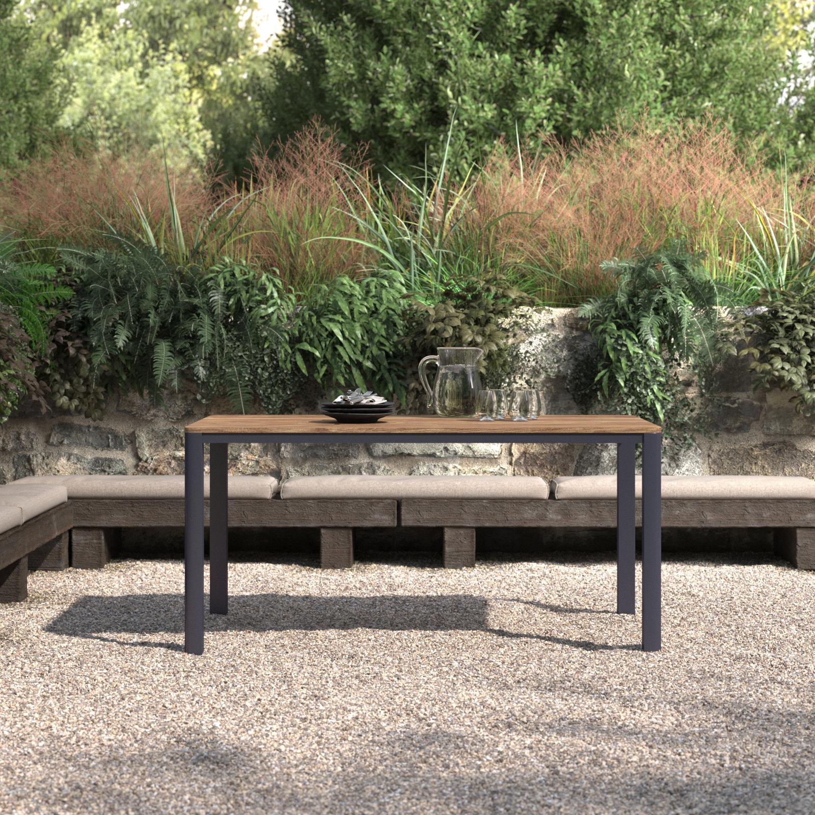 Beardall Teak Patio Dining Table, 35.5" W x 63" L x 30.3" H