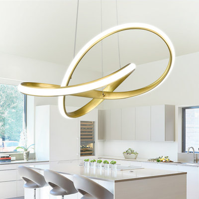 Luminaire suspendu moderne en forme de lustre à DEL doré