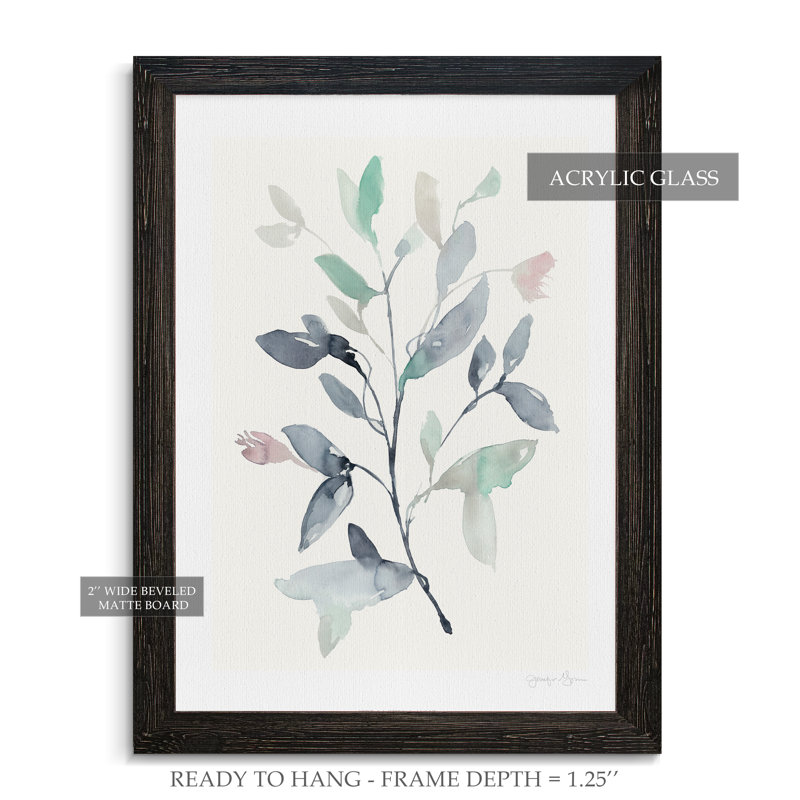 "water branches i" , reproduction d’art sur toile encadrée, H 38 po x l 28 po x P 1,25 po, Cadre ébène