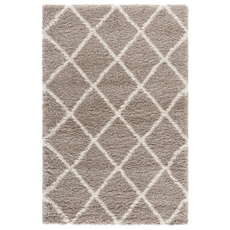 Tapis géométrique ivoire / brun, Rectangle 4 pi x 6 pi