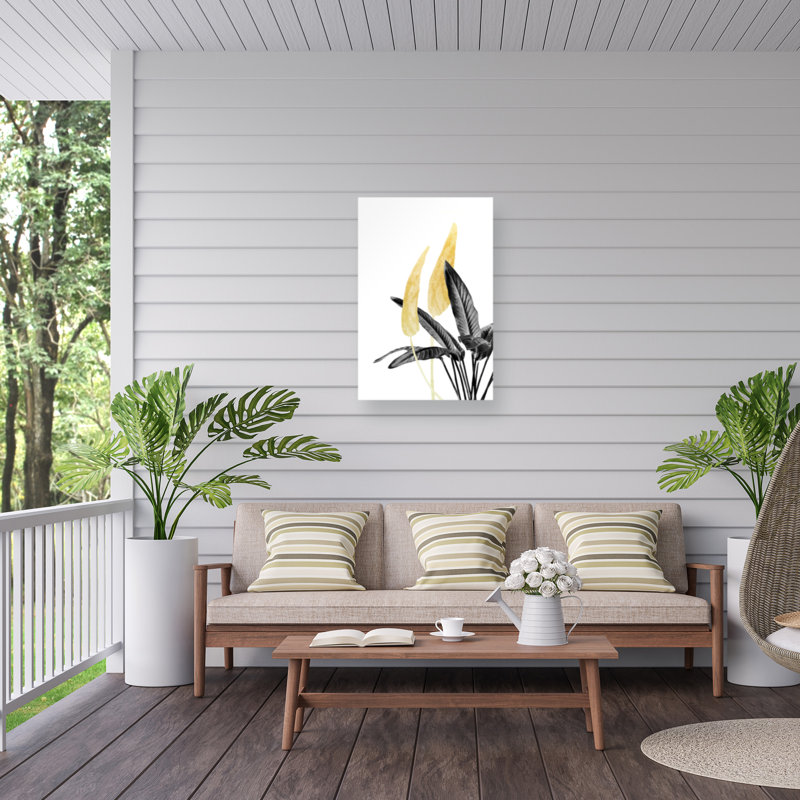 Amini54 Bird Of Paradise Plant Black Outdoor  Canvas, H 12 po x l 19 po