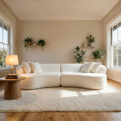 Boneless Modern Curved Sectional Sofa Cloud Modular Couch Boneless Couch Boucle Upholstery, 27.9" H, No Assembly Required Contemporary Living Room Furniture,