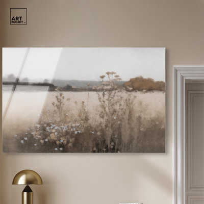 Art mural paysage lointain en acrylique par Art Remedy, prêt à être accroché