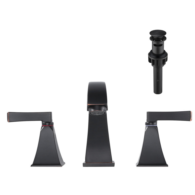 8 in. Widespread Deck Mounted Double Handle Bathroom Faucet, Oil Rubbed Bronze