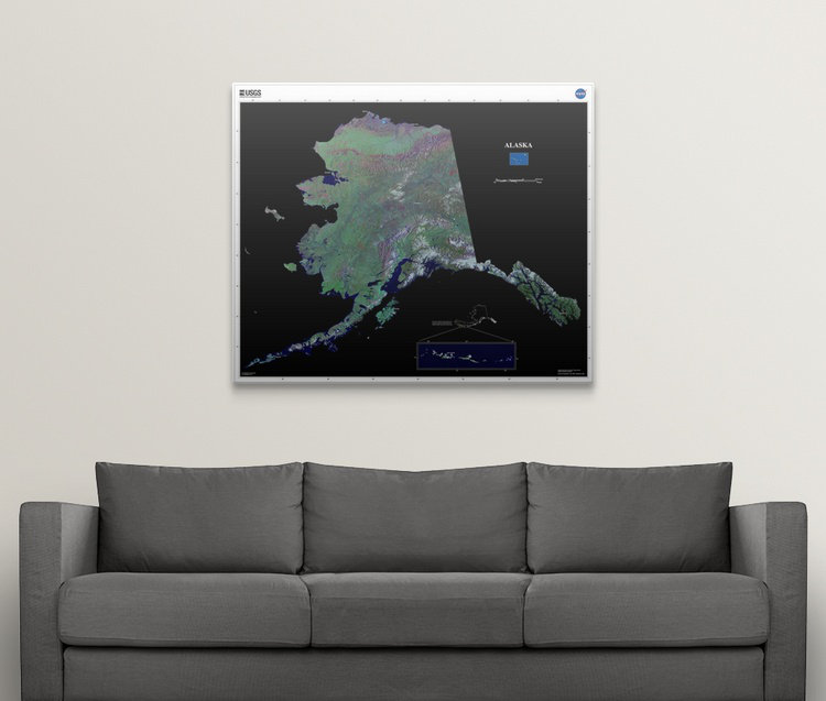 «Alaska - USGS State Mosaic», impression, H 24 po x l 30 po x P 1,25 po, Toile