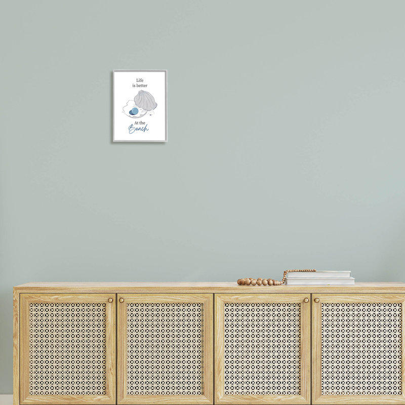 «Life Better At Beach», art giclée perle par Andrea Jasid Grassi, H 14 po x l 11 po x P 1,5 po, Estampe numérique Farmhouse