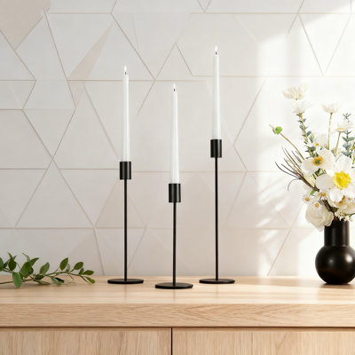 Elegant Taper Candle Holders Set Of 3, Metal Candlesticks For Wedding, Dining, And Party Decor, Fits 3/4 Inch Candles