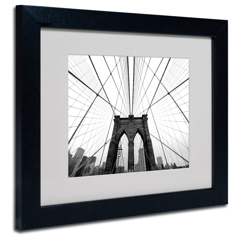 « brooklyny bridge », reproduction de photo encadrée Abrahamic, H 11 po x l 14 po x P 0,5 po, Noir