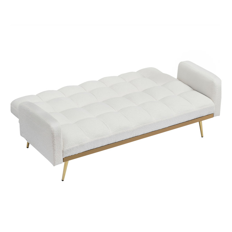 Canapé-lit ajustable beige en molleton doux de 69 pouces, canapé multifonctionnel pour les petits espaces de la chambre à coucher du salon