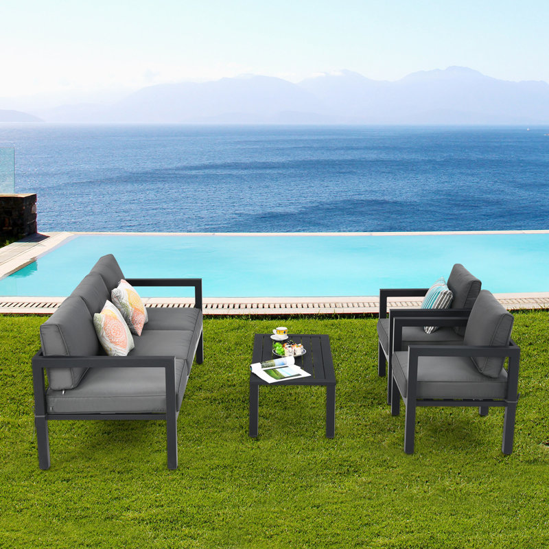 Ensemble de canapé modulaire d'extérieur à coussins 4 pièces Latitude Run®