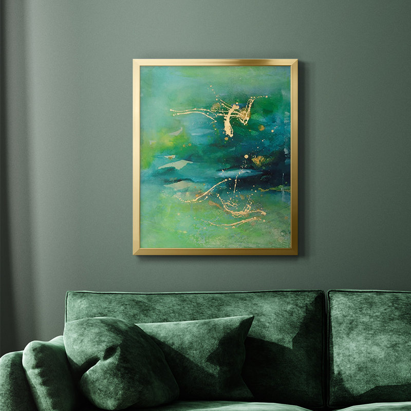 «Peaceful Diptych II», toile encadrée de qualité supérieure - prête à être accrochée, Or, H 20 po x l 16 po