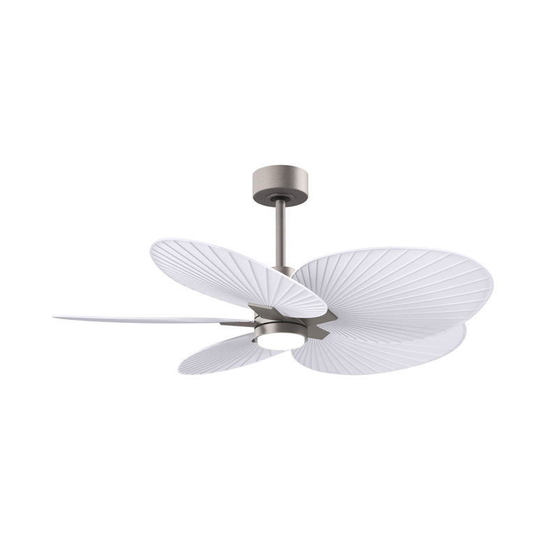 Alessandra Tropical - Five Blade Ceiling Fan - Integrated LED -Matte Black Finish -Light Blue Blades, Brushed Nickel