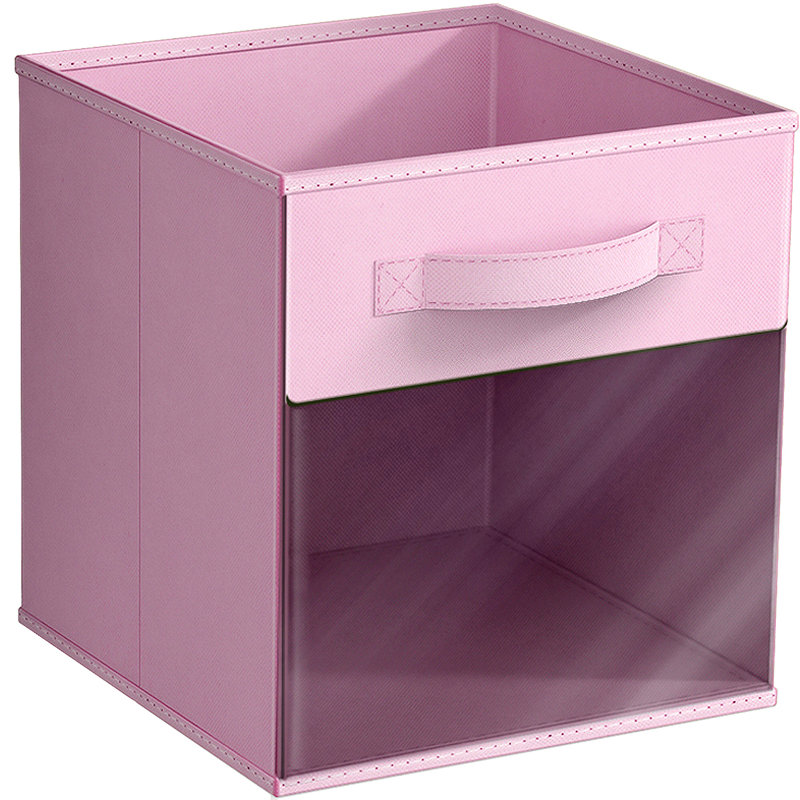 Bac de rangement 11 "avec fenêtre transparente et poignées Sorbus - organisateurs de tissu pliables 1 pièce, rose pastel