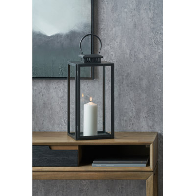 H Corner and Fireplace Tabletop Lantern Holder with Candle Included