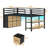 Twin Size Loft Bed, with Led Lights & Open Storage Shelves-678042629