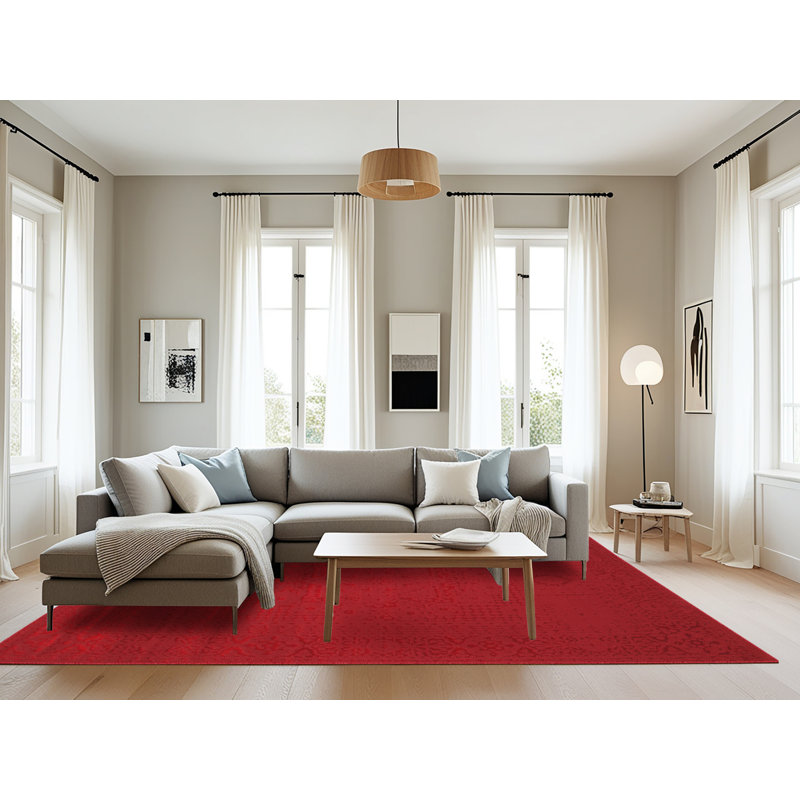 Tapis de zone rouge contemporaine, Rectangle 8 pi x 12 pi