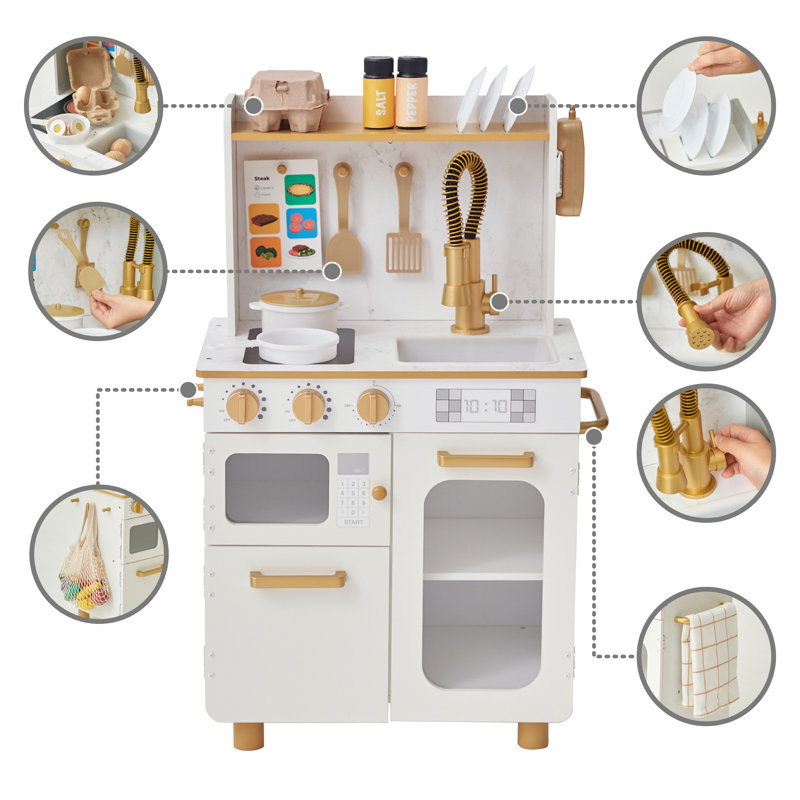 Teamson Kids Little Chef Memphis Play Kitchen, White/Gold