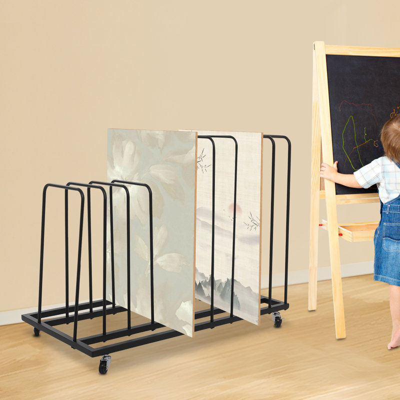 Art Storage Rack With Wheels, Black